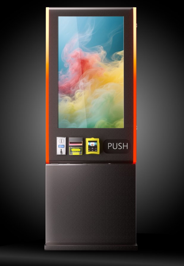 Free Standing TCG Tower front view with large touchscreen