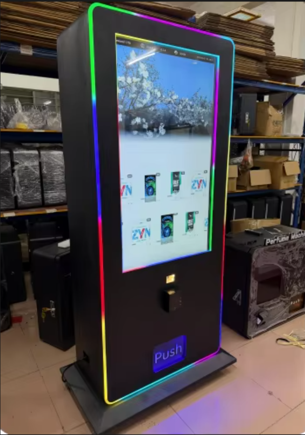 43-Inch HQ Smart Vending Tower with RGB lighting and large touch display