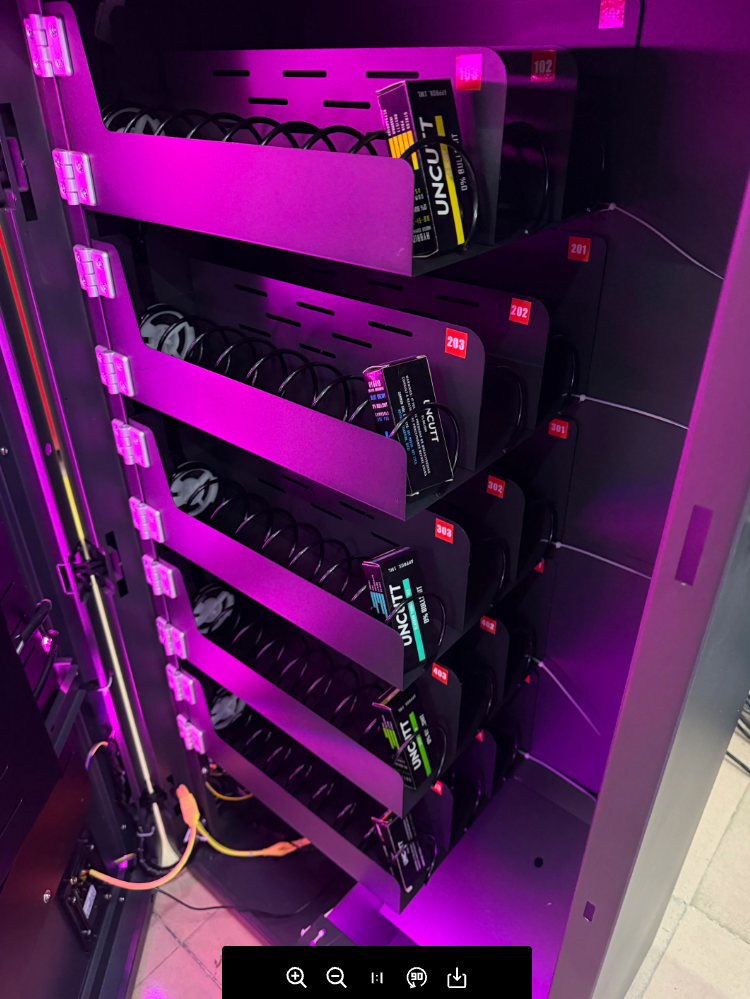Interior coil shelves inside 43-Inch HQ Smart Vending Tower