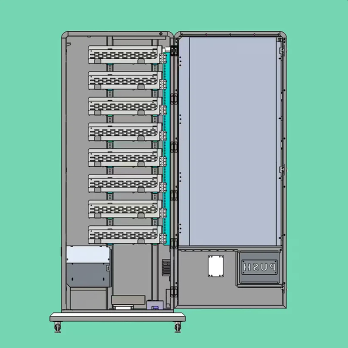 43-Inch HQ Smart Vending Tower open interior shelf layout