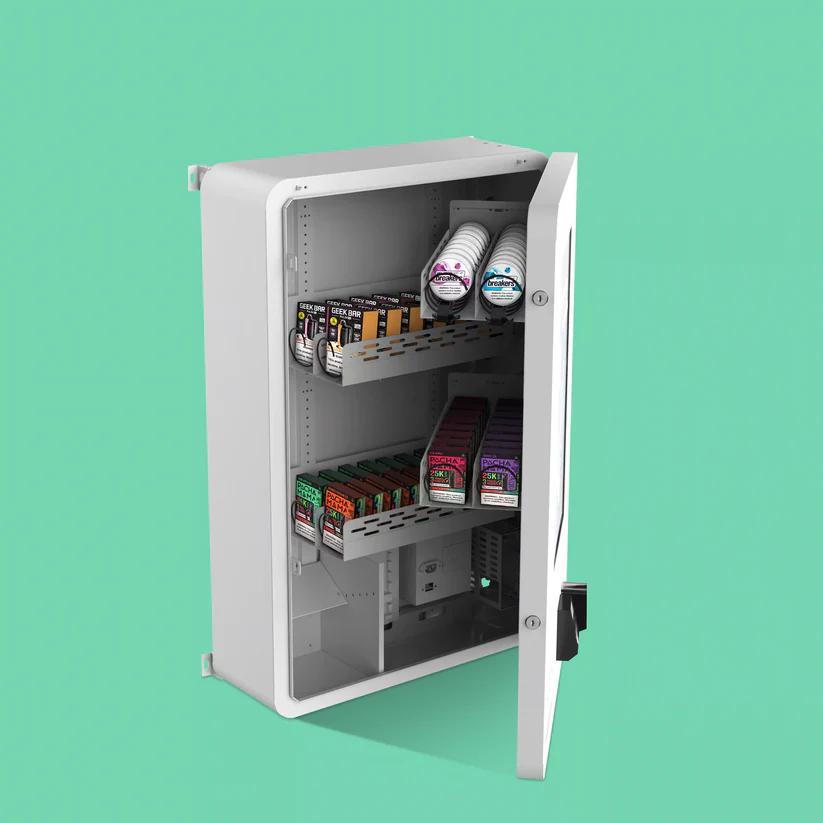 Mini TCG compact wall machine open stocked interior example