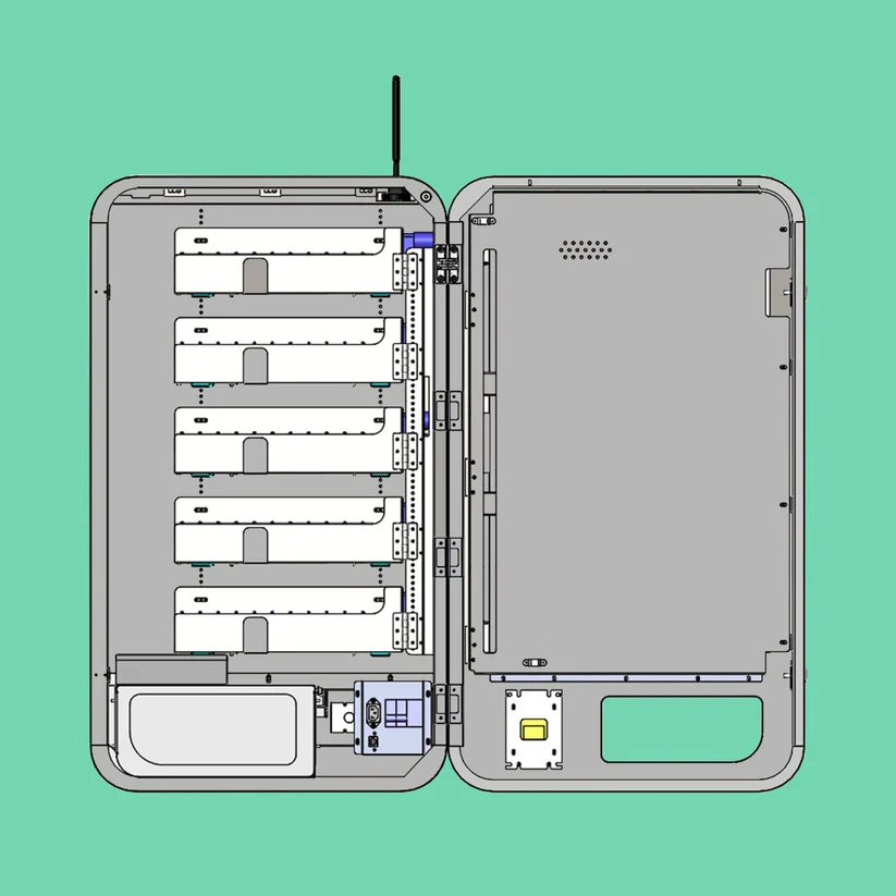 Slim Wall TCG Machine internal hardware layout