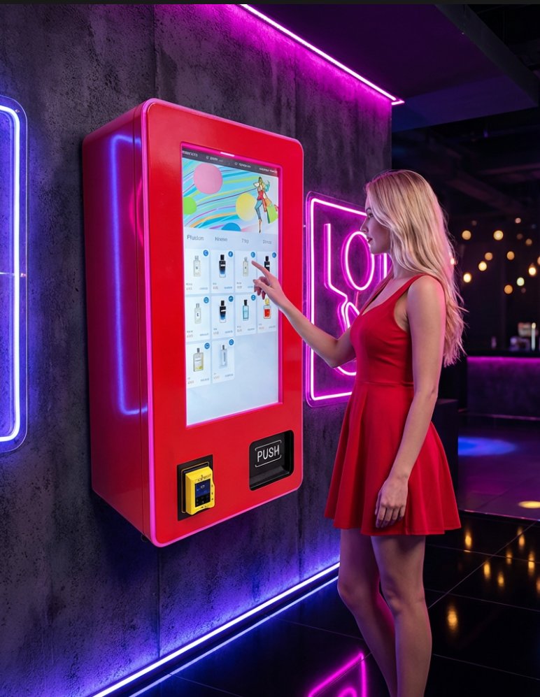 Slim Wall TCG Machine red wall mounted touchscreen view